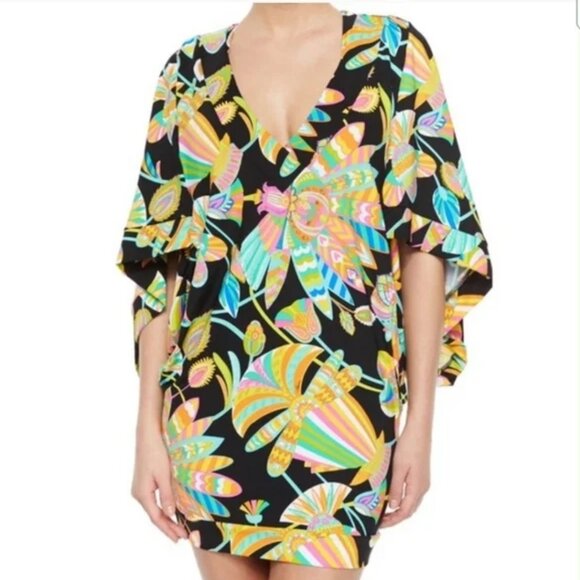 Trina Turk Tahitian SZ L Floral Mini Tunic Swim Cover Up 20th Anniversary NWT - Picture 3 of 13